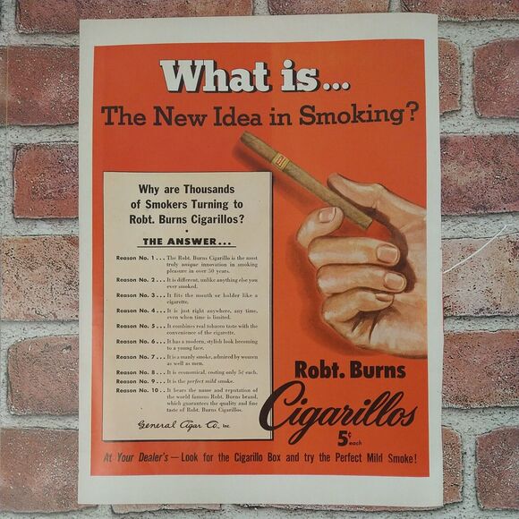 Robt Burns Cigarillos What is New Idea in Smoking? 10x14 1950 Retro Vtg PRINT AD - Picture 4 of 10